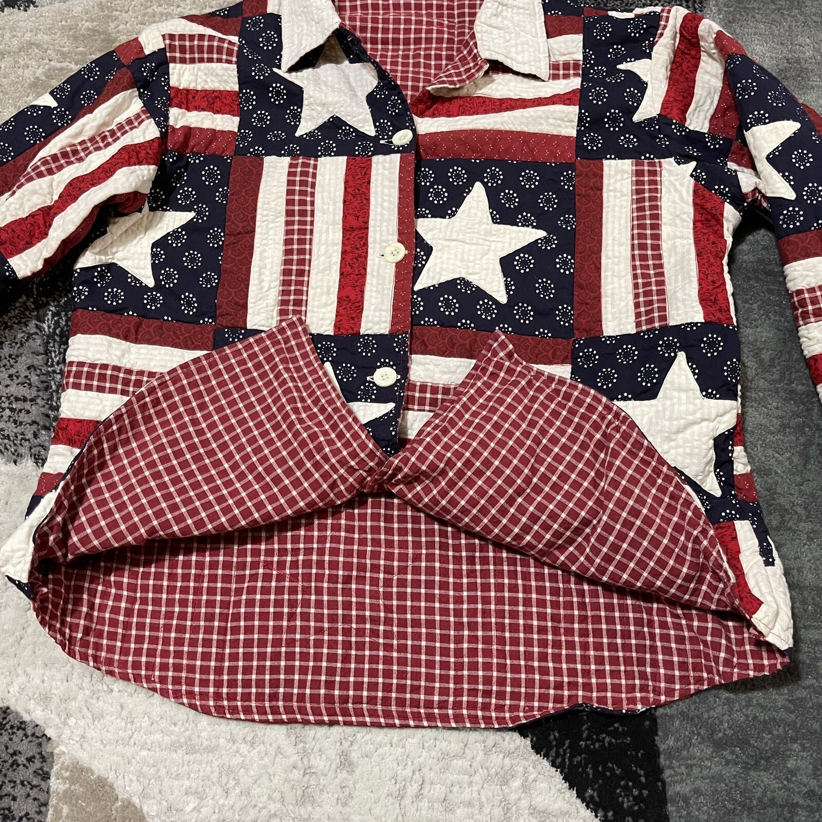 VTG Patch Magic Jacket Reversible Quilted Women X… - image 6