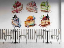 3D Colorful Fruit Cake Slices Wallpaper Wall Mural Peel and Stick Wallpaper 17