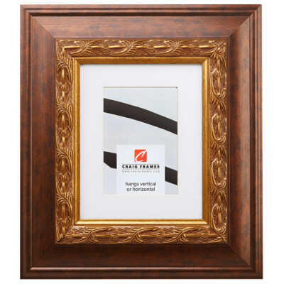 Craig Frames Gotham, 3.5'' Ornate Gold and Bronze Wood Picture Frame With a Mat