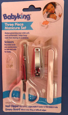Babyking Three Piece Manicure Set Scissors, clippers, emery board BK3203 NEW