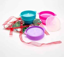 Set of 3 Single Serve Silicone Microwave Popcorn Makers Bright Color w/Gift Bags