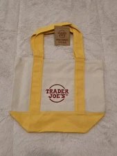 NEW Trader Joe’s Mini Canvas Tote Bag Yellow FREE SHIPPING! yellow