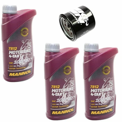 3 Aceite de Motor Litros Kit Filtro KN204 10W40 para Hoinda Kawasaki Triumph - Imagen 1 de 4