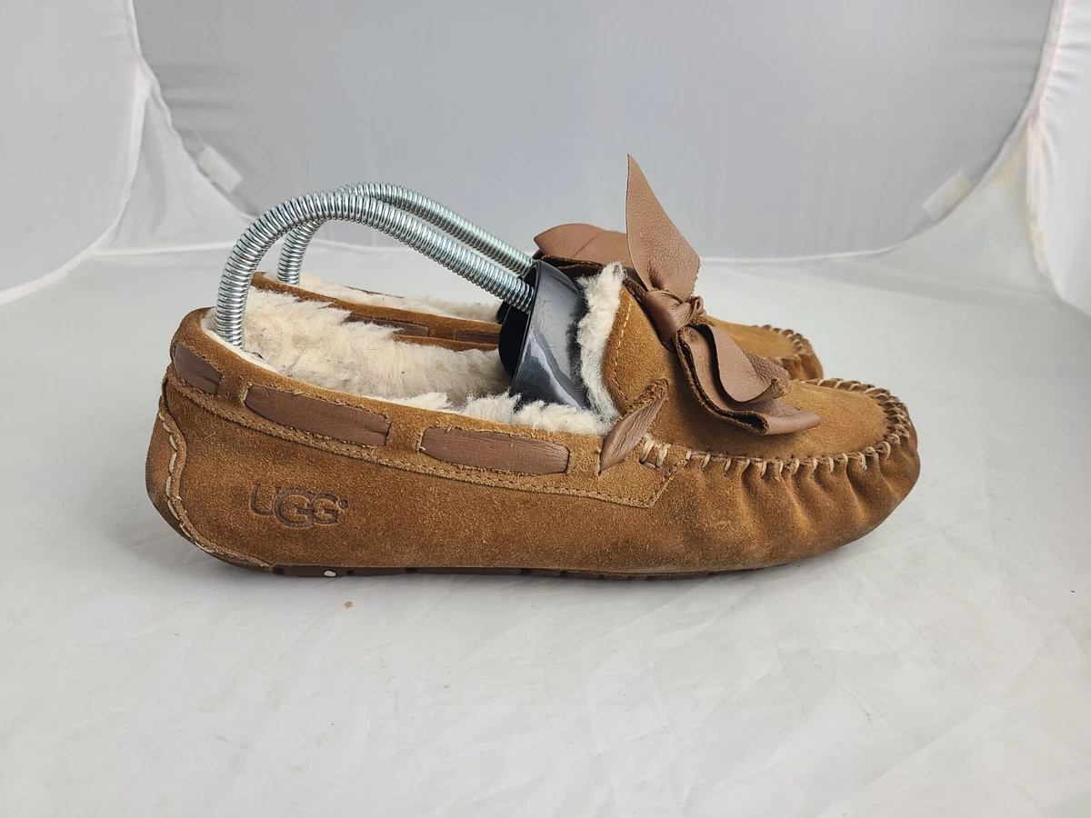 Ugg Dakota Leather Bow Slipper 9 Tan Slip On Womens