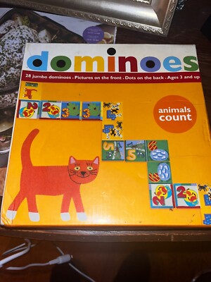Mudpuppy Animals Count 28 Jumbo Dominoes Pictures Dots Ages 3+ Educational
