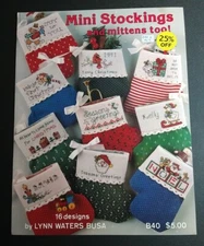 Mini Stocking & Mitten Too!  Cross Stitch Patterns - Santa, Snowman, Cardinal