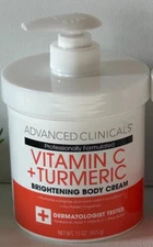 Advanced Clinicals Vitamin C+Turmeric Brightening Body Cream 15oz Authentic