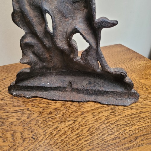 Antique Victorian Cast Iron Door Porter Stop Bird & Reeds Diamond Lozenge - Bild 8 von 8