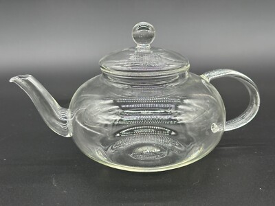 Primula Delicate Clear Glass Teapot Heatproof Glass 5'' tall w/ lid