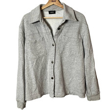 Monrow Boxy Shacket Light Jacket In Gray Size Xl | Soft Jacket