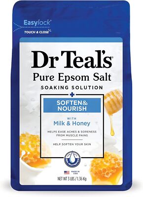 Dr. Teal's Epsom Salt Soaking Solution, Soften & Nourish with Milk and Honey,