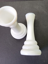 Vintage Randall white milk glass vases set of two cottagecore retro decor boho