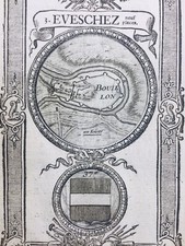 Château Fort de Bouillon 1736 Belgique Rare Plan Fortification Héraldique Blason