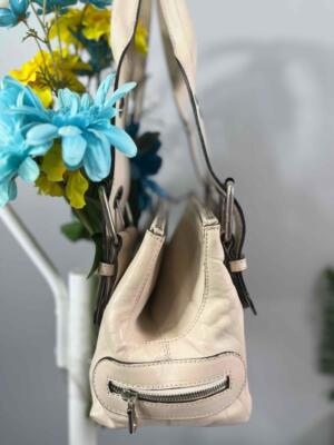 CHLOE Ivory White Giant Buckle Accents with Double Zip Shoulder