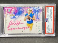 JUSTIN HERBERT 2020 PANINI ORIGINS ROOKIE RC PASSING STARS ONCARD AUTO /8  PSA 9