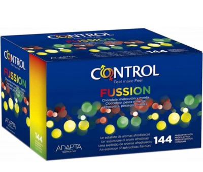 BOX 144 PEZZI CONTROL FUSSION AROMATIZZATI FRAGOLA PESCA CIOCCOLATO PRESERVATIVI