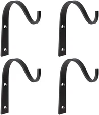 4 Pack Iron Wall Hooks for Hanging Plant Lanterns, Plant Hanger Fence Metal Brac