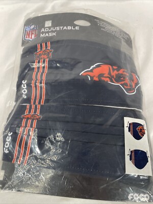 NFL Chicago Bears Adult Adjustable Fabric Face Mask, 2-Pack, Football