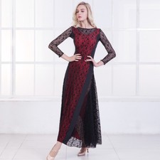 Abito lungo standard valzer salsa moderno ballo sala latino #N090 4 colori