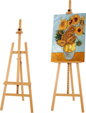 Adjustable Beech Wood Easel 57"-76", Holds 43" Canvas, Easy to Assemble