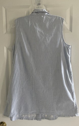 Take Nine Maternity Blouse Large Sleeveless Blue Stripe Embroidered Coastal NWOT - Picture 8 of 8
