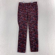 Pilcro Anthropologie Womens 29 Maroon Floral Corduroy High Rise Skinny Pants