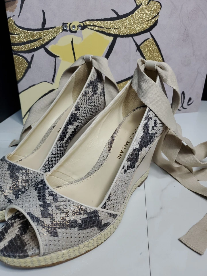 Zapatos con cordones de cuña Antonio Melani de cuero con patrón de pitón de 4" 7 hechos en Brasil  Foto 4 de 4