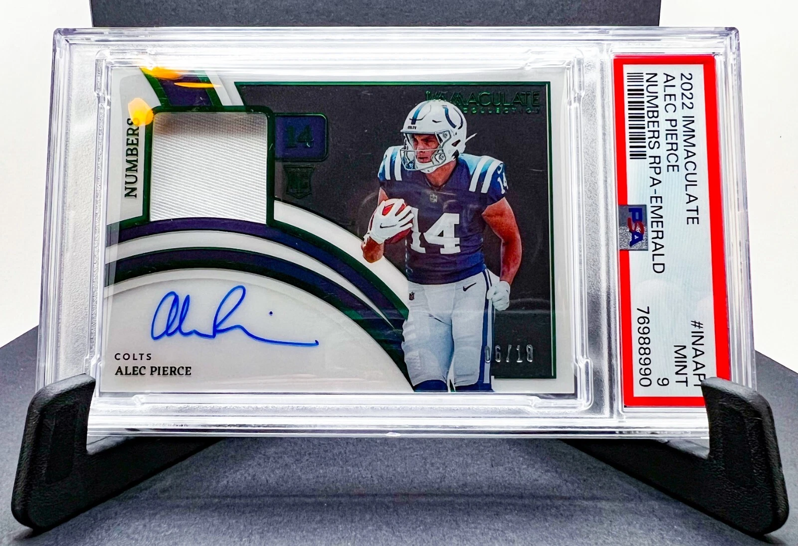 Alec Pierce Panini Immaculate Collection Immaculate Numbers Rookie Patch Autographs #INAAPI Emerald