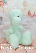 New Knitting Pattern Easy Knit Dinosaur Knitting by Post Original A5 Leaflet