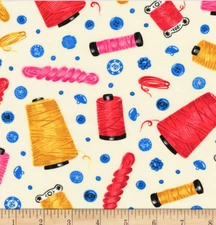 BTY Kaufman SEWN WITH CHARM Thread Yarn Print 100% Cotton Quilt Fabric YARD