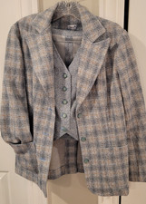 RARE Iris Hudson 1970s 4-Pc Capsule Suit Mix  Match Blue Knit Herringbone Vtg