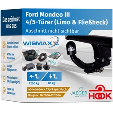 ANHÄNGERKUPPLUNG für Mondeo III 00-06 abnehmbar HOOK +13pol E-Satz spezifisch