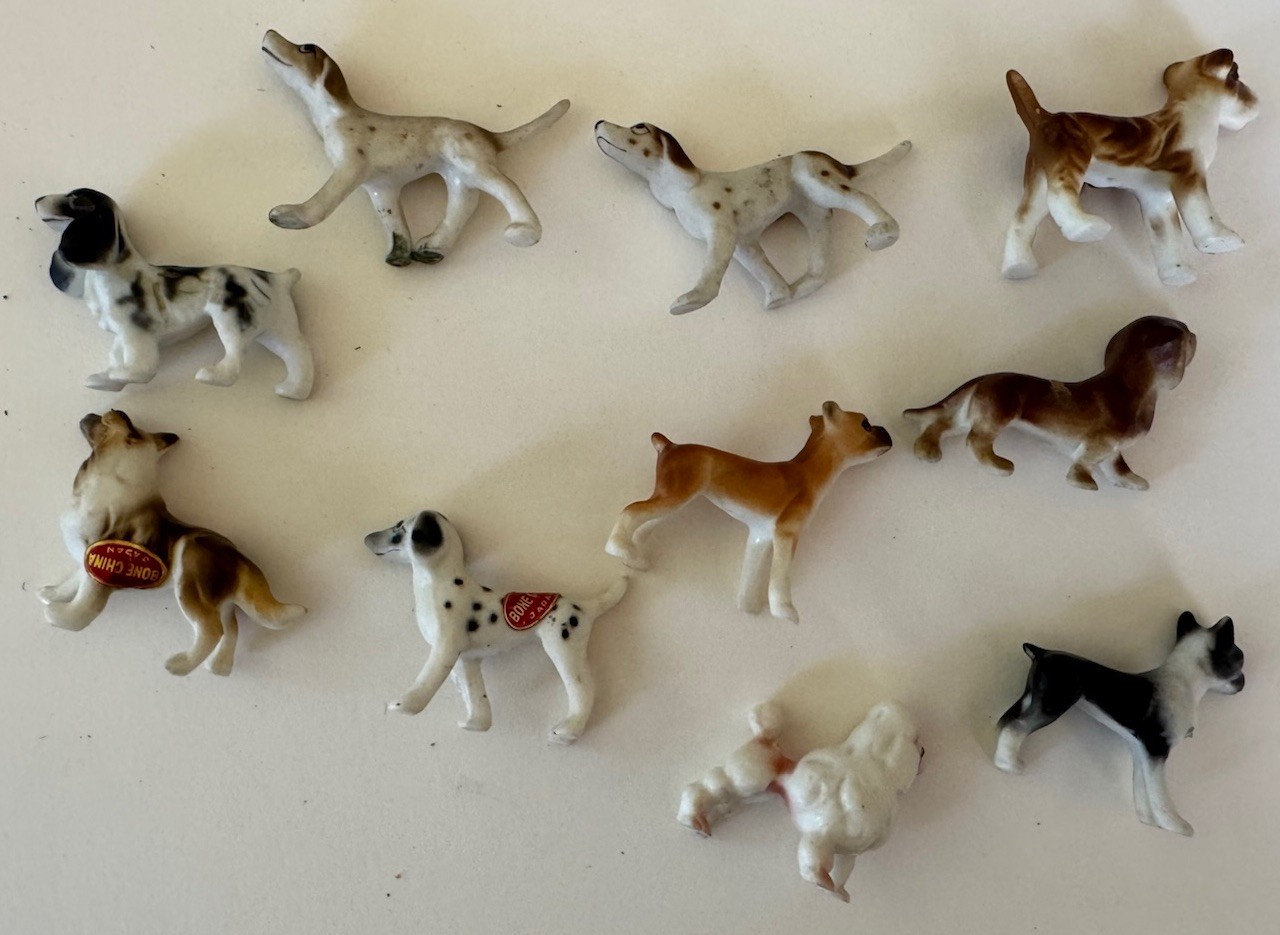 Vintage Miniature Porcelain Dog Figurines Bone China Japan  Lot of 10