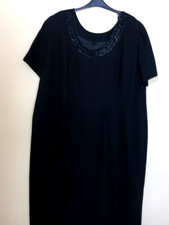 Evan Picone Dress Black Beaded Lined Zip Plus 20W (2X) Gorgeous