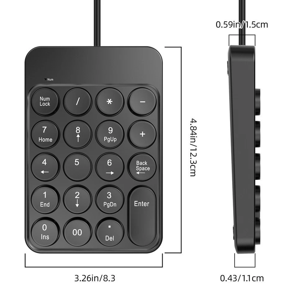 Compact USB Numpad Numeric Keypad with Tilt for Comfortable Typing Use - Image 4 of 4