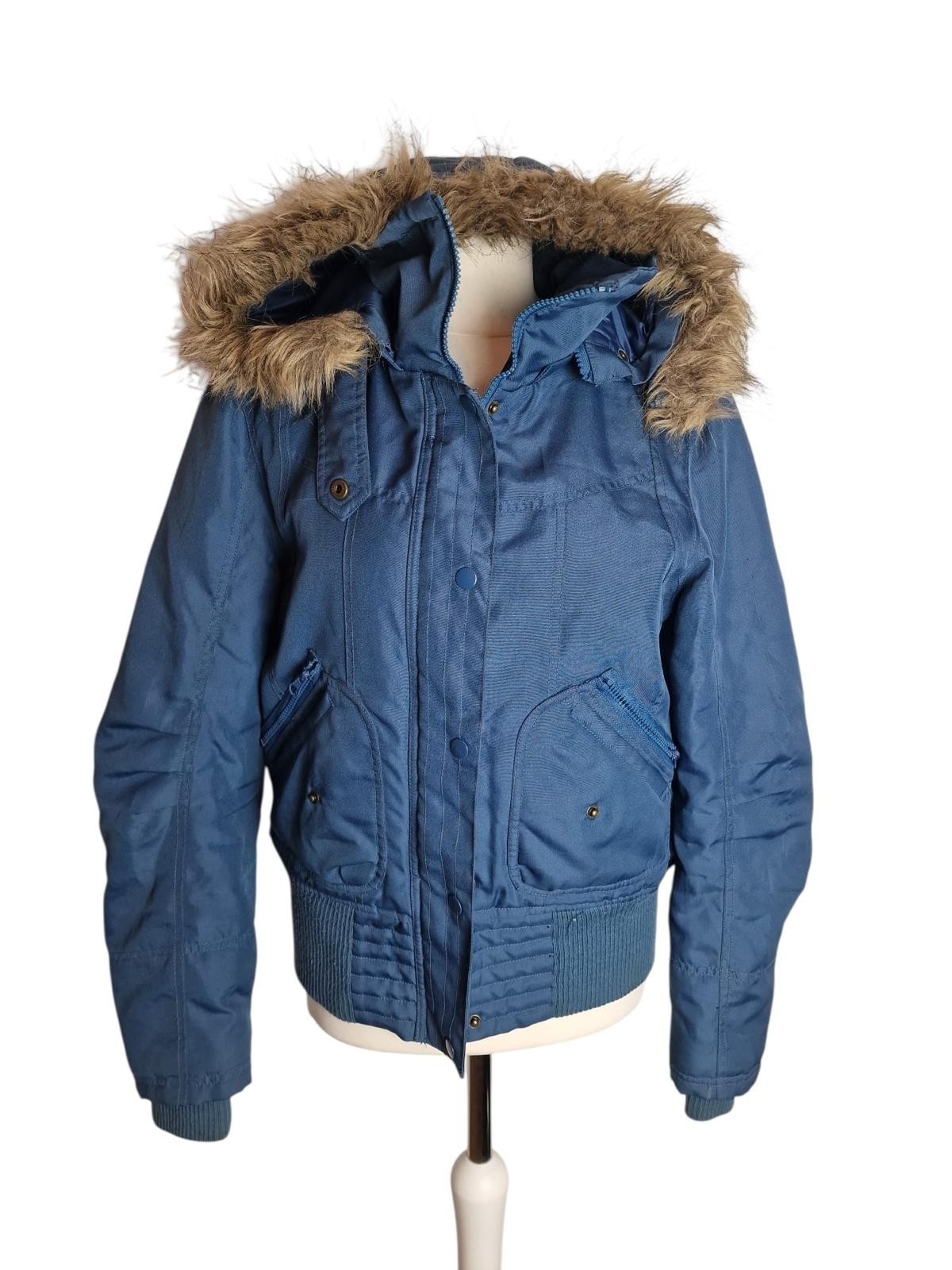 Vero Moda Winterjacke Größe L Blau Kapuze Fell Kunstpelz Damenmode Parka Herbst 