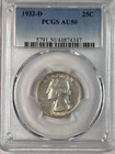 1932 D Washington Quarter PCGS AU50 Beautiful Silver Quarter 25C