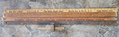 5 pc Vintage Advertising Yardstick IA KS Arrow & Stanley No 61 Scribe Rule Gauge