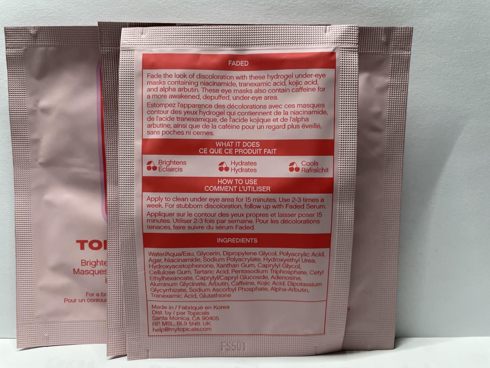 Topicals Faded Brightening Eye Masks Depuff Hydrate & Reduce Dark Circle X4