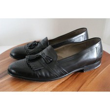 Bally Dress Shoes Mens 11 Black Leather Tassel Slip On Loafers Made in Italy