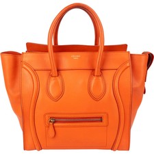 Borsa a mano Céline Orange Grained Leather Luggage