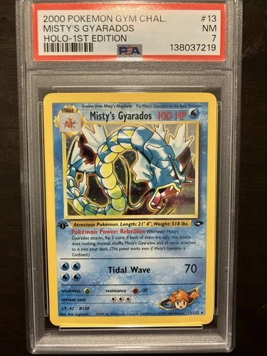 Misty's Gyarados 13/132 Gym Challenge Holo 1ST EDITION POKEMON 2000 PSA 7