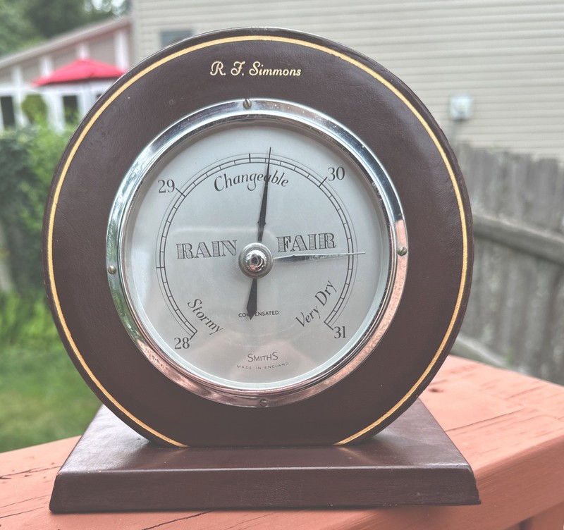 Smiths England Mantle Barometer Round Vintage Compensated Rain/Storm Predictor