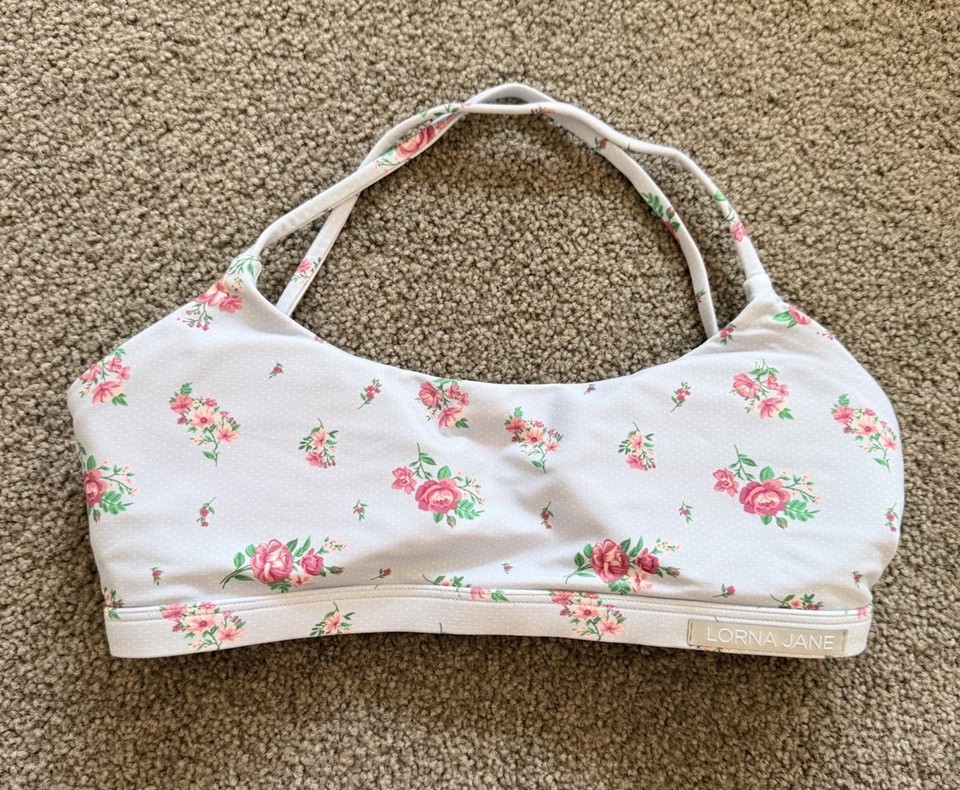 Lorna Jane Floral Crossback Sports Bra Wireless Size S