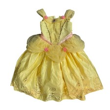 Disney Princess Belle Costume Dress Yellow Gold Sequin Rosettes Girls Size 4-6X