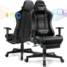 Gaming Chair Computer Chair with Speakers Massage Game Chairs with Footrest B...