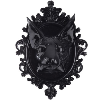 Sphynx Cat Animal Head Wall Decor, Black Gothic Wall Sculpture, Statue, Decor