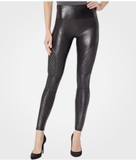 Spanx Faux Leather Moto Leggings Women  s Medium High Waisted Sculpting Black