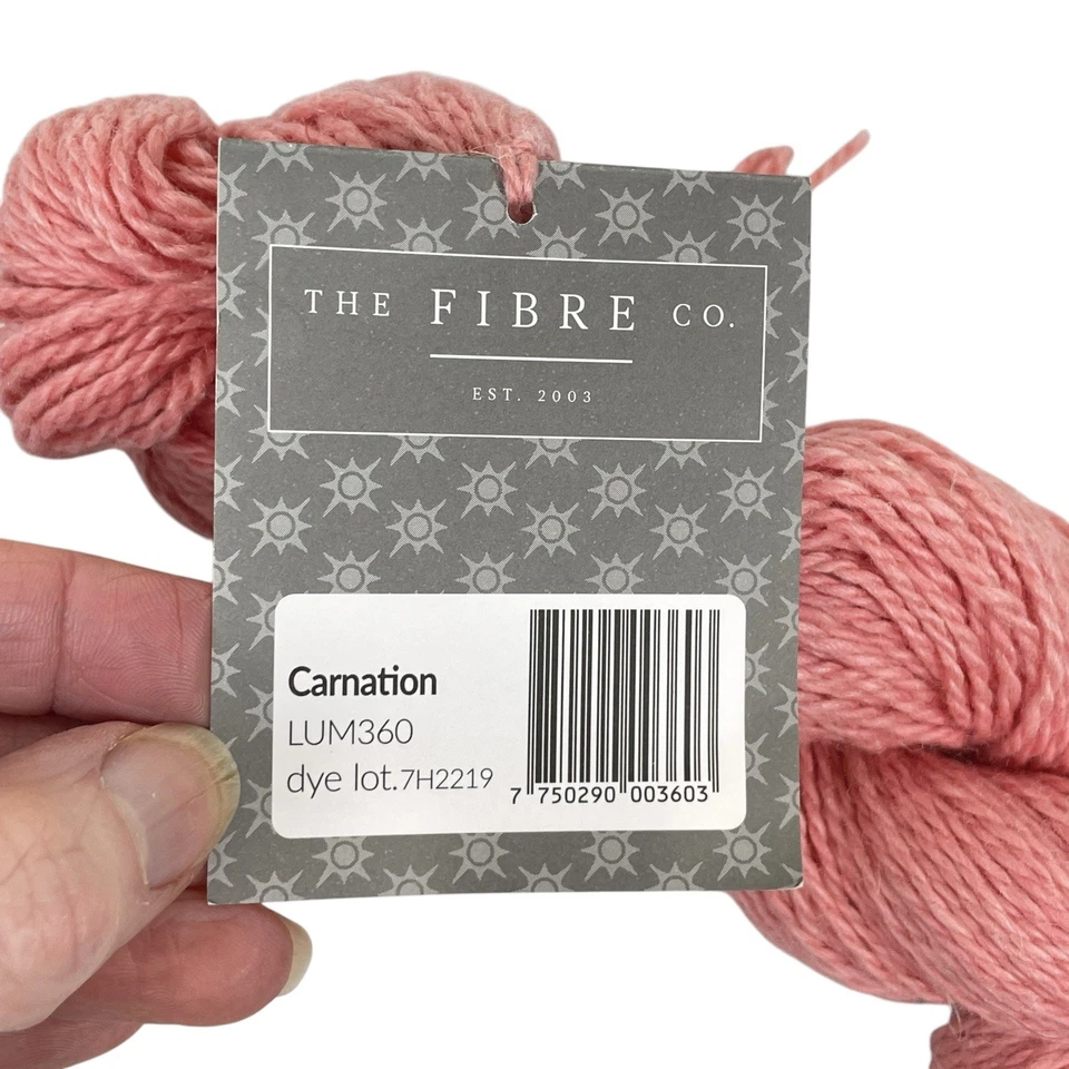 The Fibre Co Luma Yarn DK Carnation Pink Linen Wool Cotton Silk 127 Yards Peru - Image 4 of 4