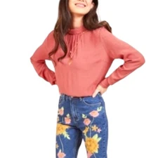 NWOT ModCloth Jessy B Mock Turtle Neck Rose Career Blouse 2x